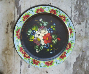 Hand painted 'English Country Roses' Metal Tray