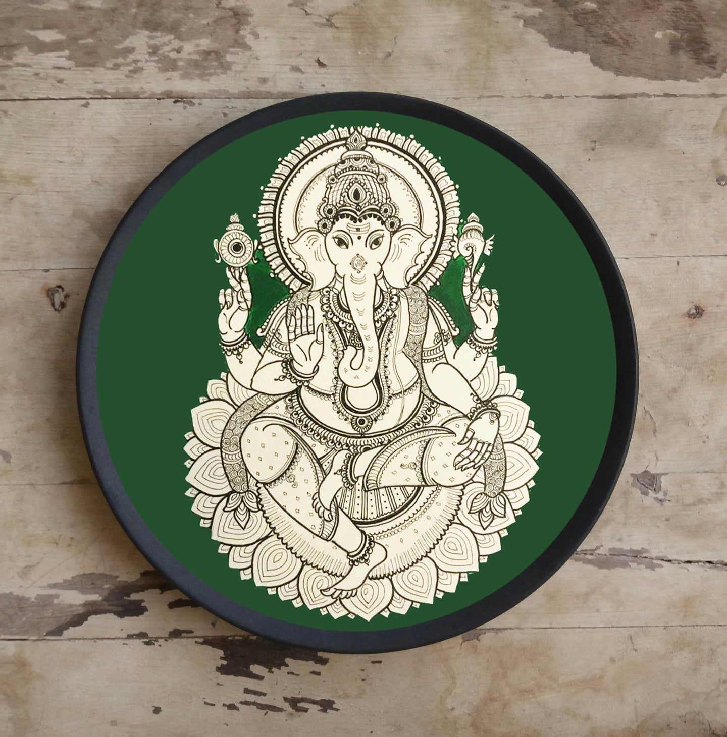 Hand painted Indian 'Kalamkari Ganesha ' Wall Plate