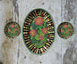 Hand painted set of 3 Mexican Bouquets Wall plates