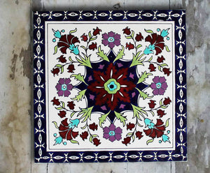 Hand painted square 'Moroccan' wall plate.