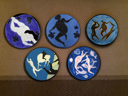 Hand painted set of 5 'Swim' Wall Arts