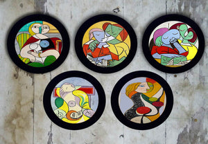 Handpainted set of 5 Picasso wall plates