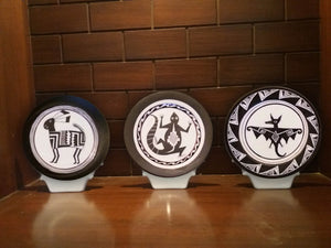 Hand painted set of 3 Red Indian Table/Wall Plates