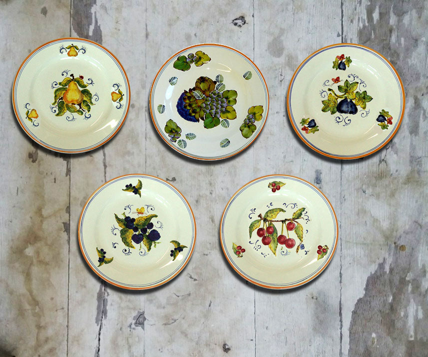 Hand painted Set of 5 Italian 'Fruit' wall plate