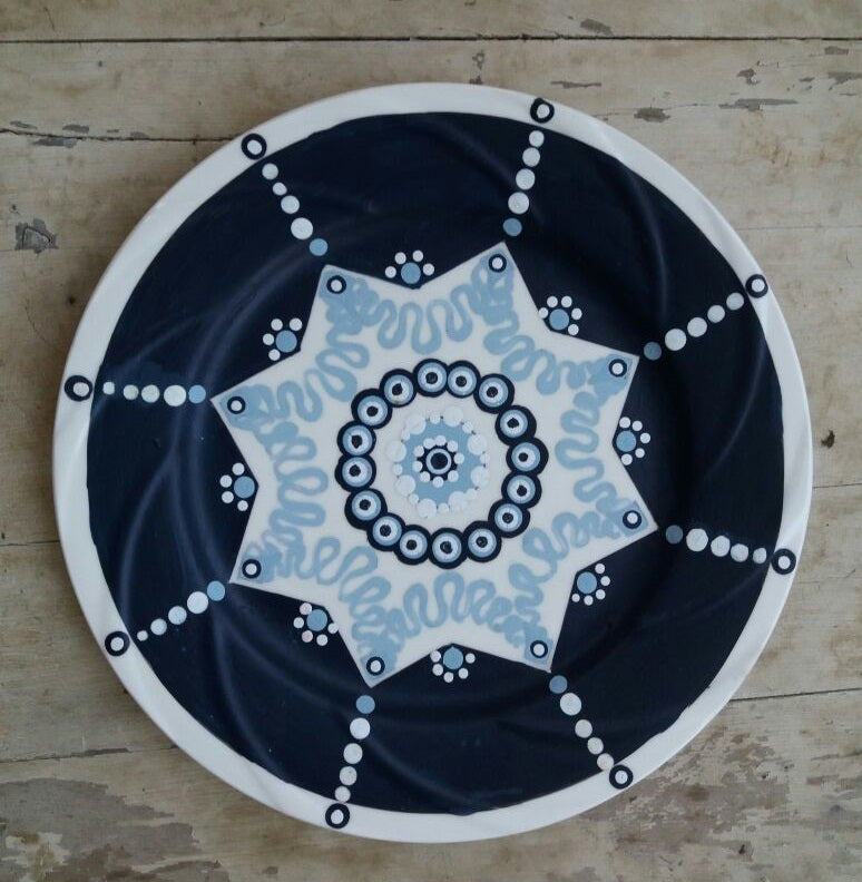 Hand Painted Turkish Dotted wall plate (Medium)