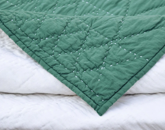 Aztec, Tropical Green, cotton kantha quilt