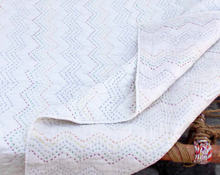 Load image into Gallery viewer, Kantha Bedspread - White color with chevron pattern quilting