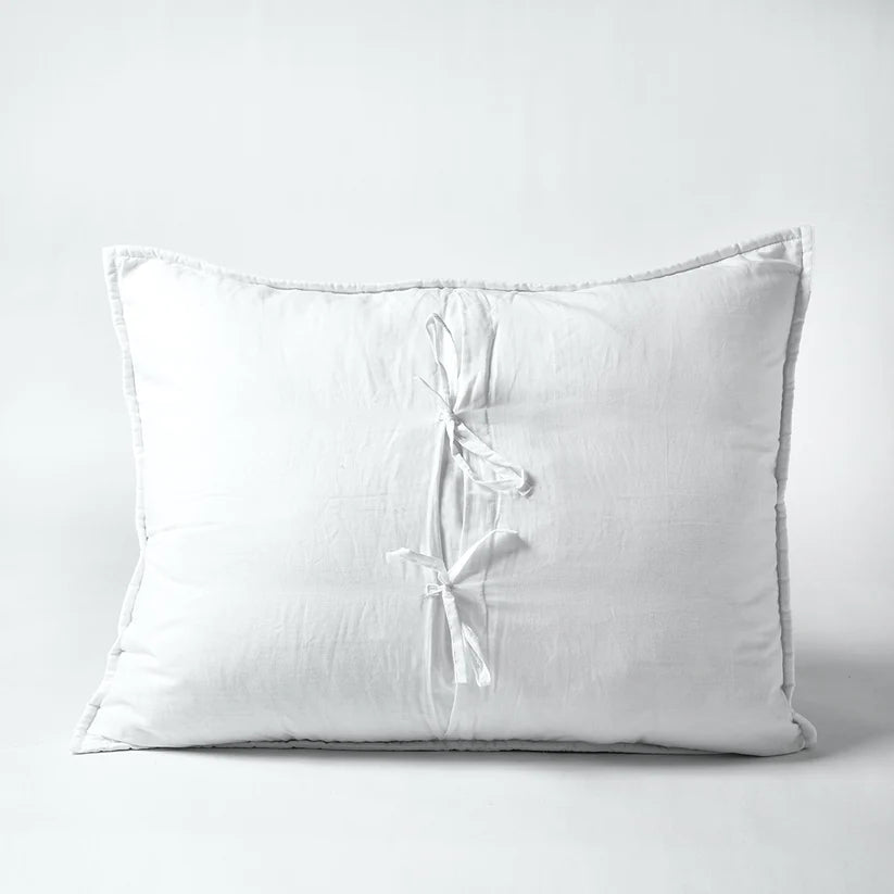 SHWET - WHITE quilted cotton satin pillow covers, thick and thin quilting pattern, Sizes available