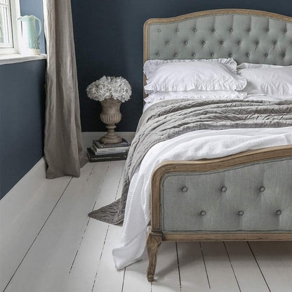 Grey Linen Upholstered Bed