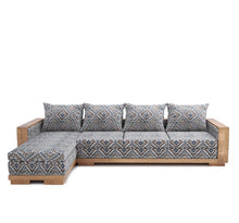 Load image into Gallery viewer, handcrafted solid wood L shaped sofa front view