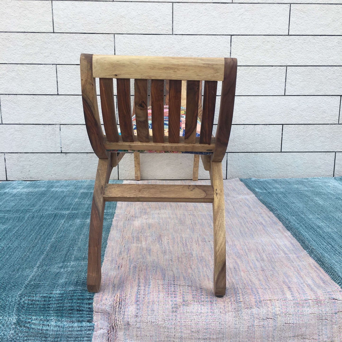 handcrafted solid mango wood lotus bench side view