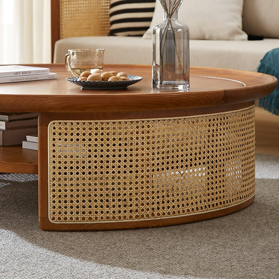 Rattan & Solid Wood Coffee Table