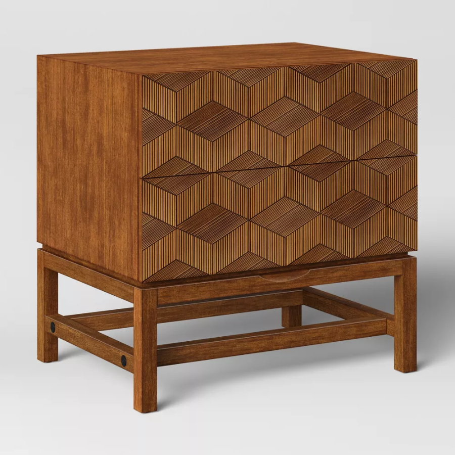 Geometric Front Nightstand Brown