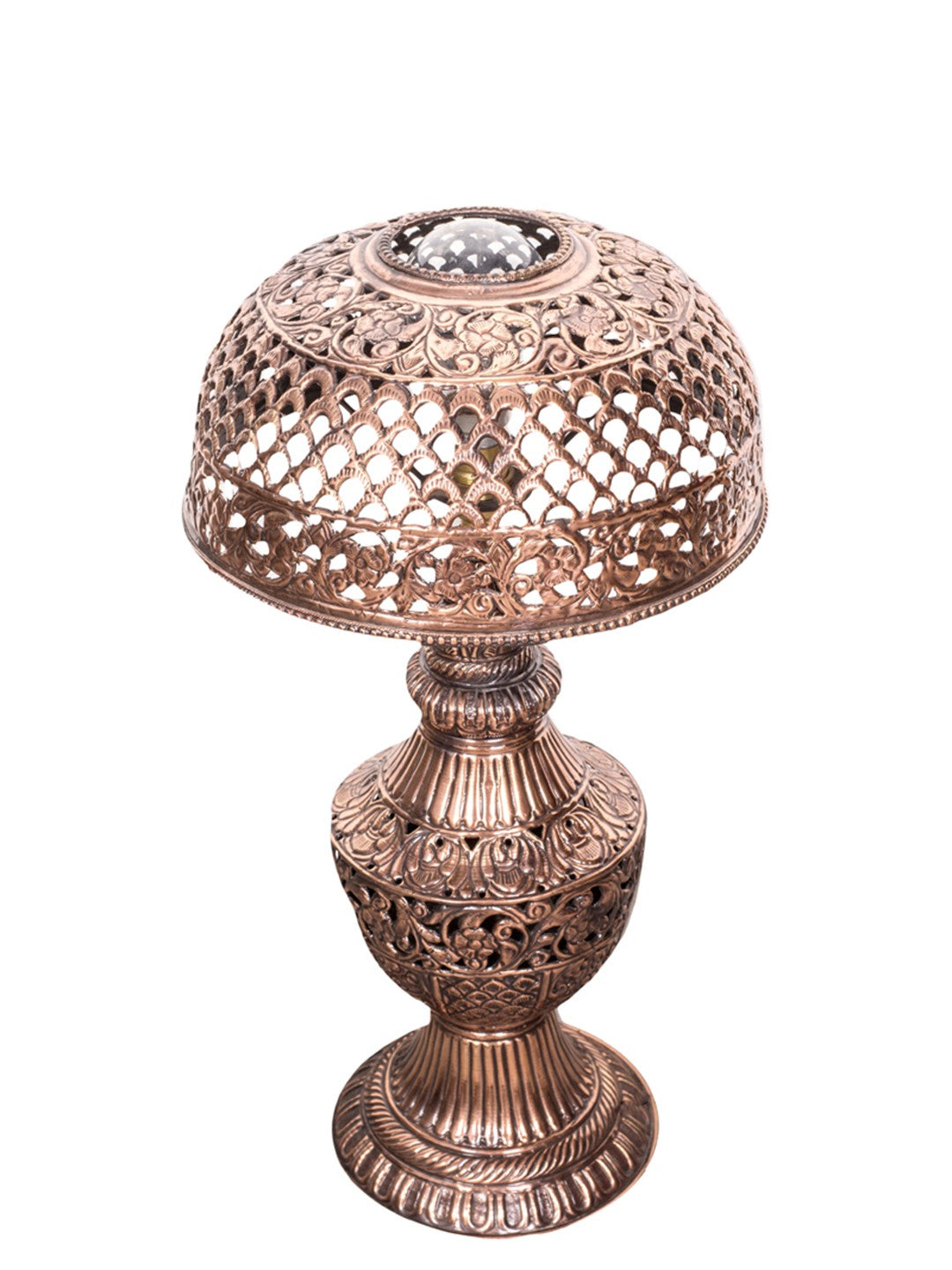 Jodhpur Hand Tooled Copper Table Lamp without background