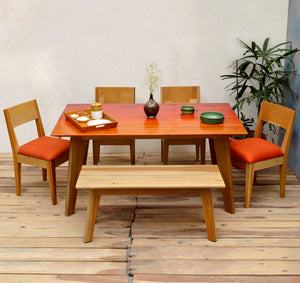 Orange and Red Maldives Inspired Solid Wood 6 Seater Dining Set