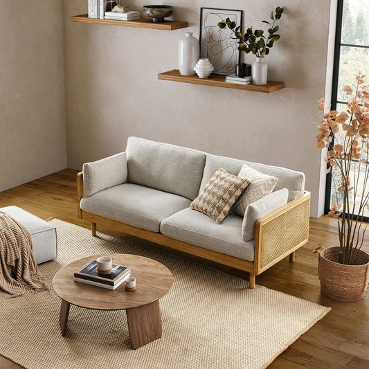 White Wash Cane Sofa