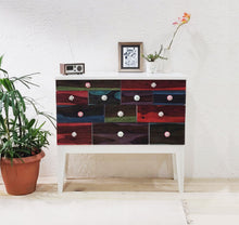 Load image into Gallery viewer, Solid Wood Contemporary Console Chest with Multicolor PU Finish on the Fascia and Ceramic Knobs