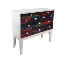 Load image into Gallery viewer, Solid Wood Contemporary Console Chest with Multicolor PU Finish on the Fascia and Ceramic Knobs side view