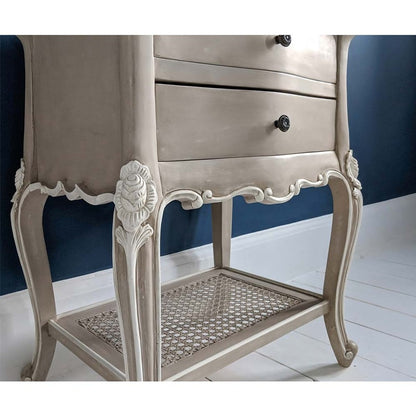 Ivory Carved Mango Wood Bed Side