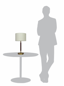 Contemporary Steel Brown Table Lamp With White Drum Shade