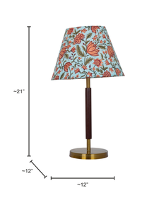 Contemporary Indian Flower Table Lamp - Matt Brass and Wooden Finish