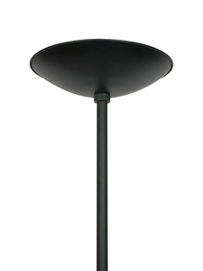 Transitional Black-Powdered Finish Long 72 Inch Steel Double-Light Uplighter Floor Lamp Torchiere