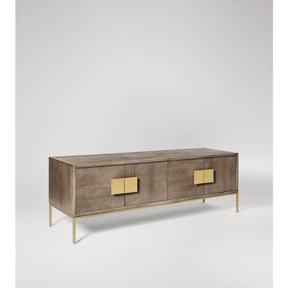 Natural Finish Modern Wood Tv Unit