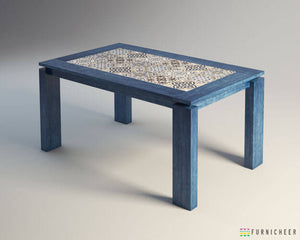 dining table with tile inlay side view