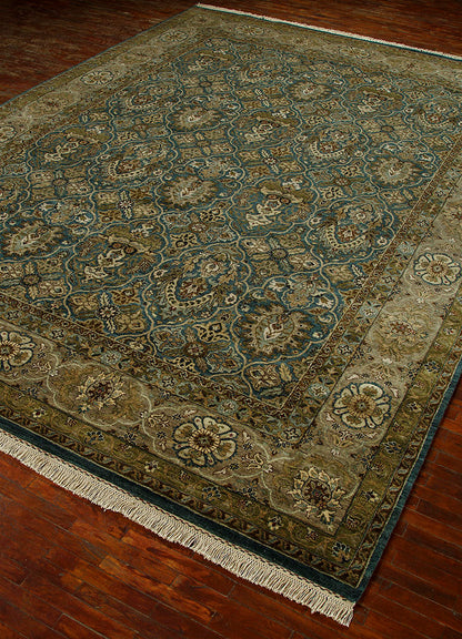 Gulnar - Teal Blue/Gray Brown Hand Knotted Rug