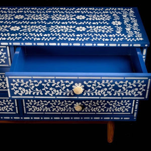Bone Inlay Inspired Hand Painted Chest Of Drawers