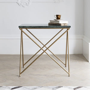 marble top side table side view