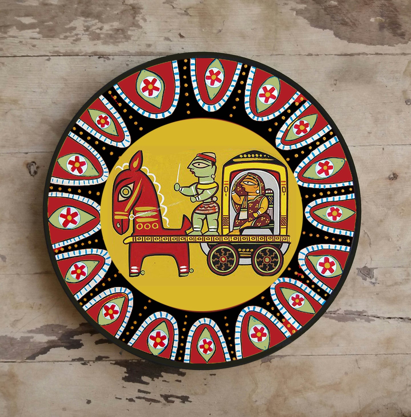 Hand painted 'Madhubani' Wall Plates-003