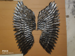 Black Metal Antique Gold Dust Divine Angel Wings Wall Art