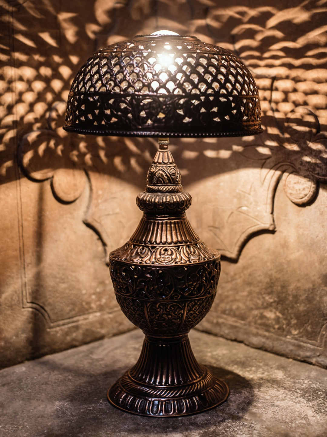 Jodhpur Hand Tooled Copper Table Lamp