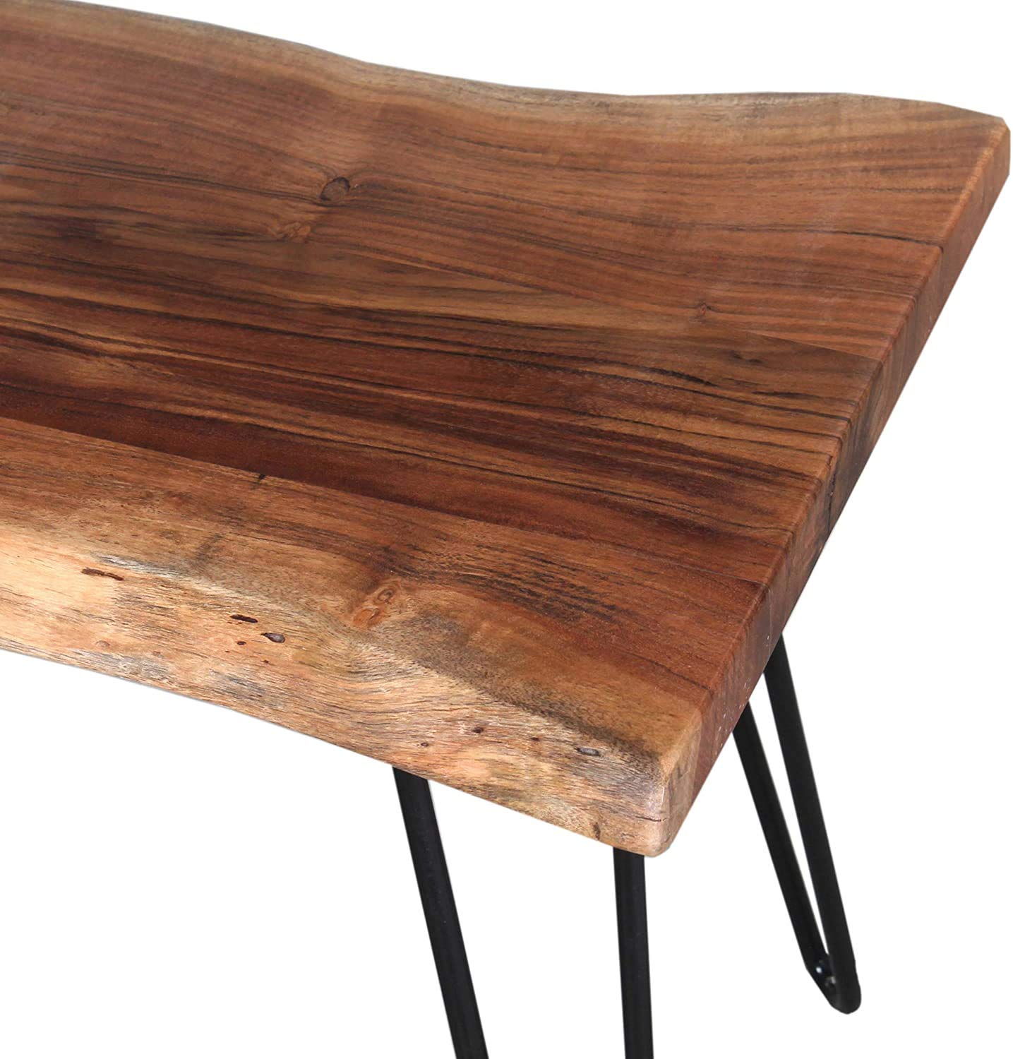 The Kashth Hairpin Natural Live Edge Wood with Metal 48" Bench