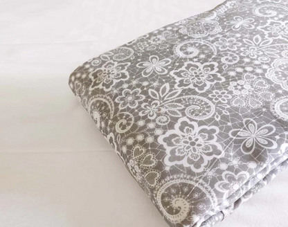 LACE print - Grey colour soft Cotton blanket, three layer dohar, sizes available