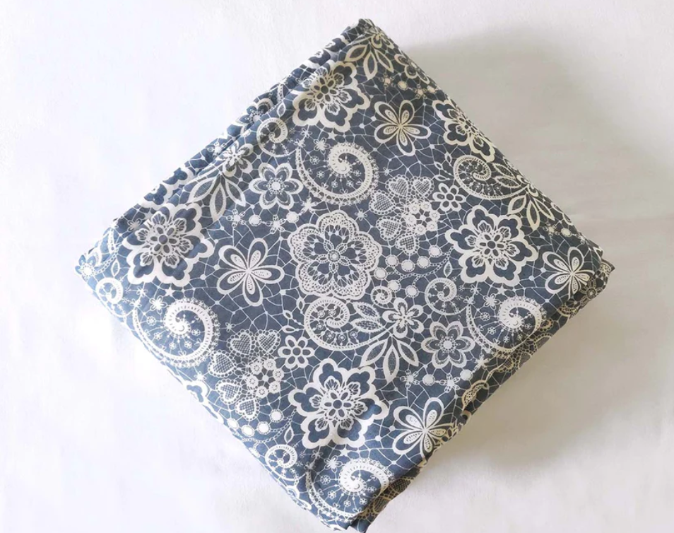 LACE print - Blue colour soft Cotton blanket, three layer dohar