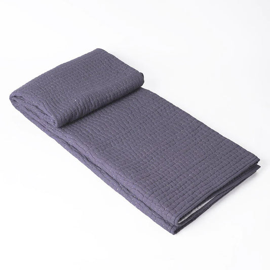 Lavender hand quilted cotton Throw blanket, classic stripe pattern quilting, 50X60 inches