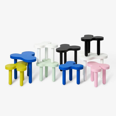 Handcrafted wooden stool in semi-matte quality paint