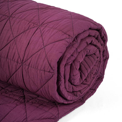 PLUM cotton quilted bedspread with check pattern, Sizes available