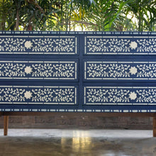 Load image into Gallery viewer, hand painted chest of drawers inspired from bone inlay