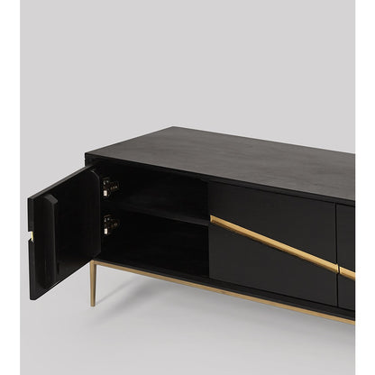 TV Console | Black Mango Wood & Brass