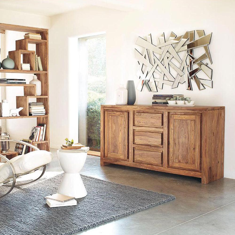 2 Door 3 Drawer Sideboard in Natural Finish placement in home