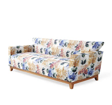 Load image into Gallery viewer, 3 seater sofa with floral upholstery with handcrafted solid wood frame