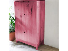 Load image into Gallery viewer, Beetroot Pink Solid Wood Tall Bar Cabinet side view