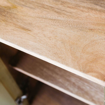 Handcrafted solid wood Geometric Sideboard close up of internal space