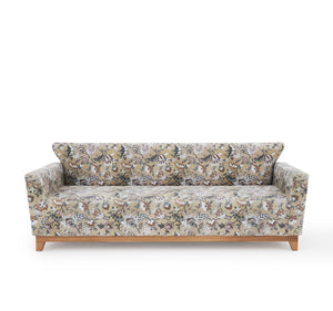 3 seater sofa with floral upholstery with handcrafted solid wood frame