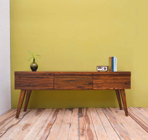3 door handcrafted solid sheesham wood tv console