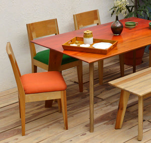 Orange and Red Maldives Inspired Solid Wood 6 Seater Dining Set