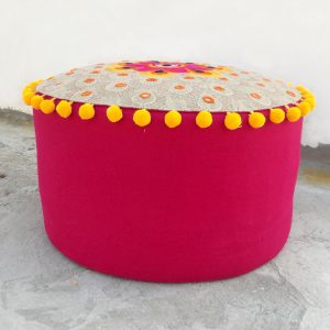 Embroidered Tribal Pattern Pouf